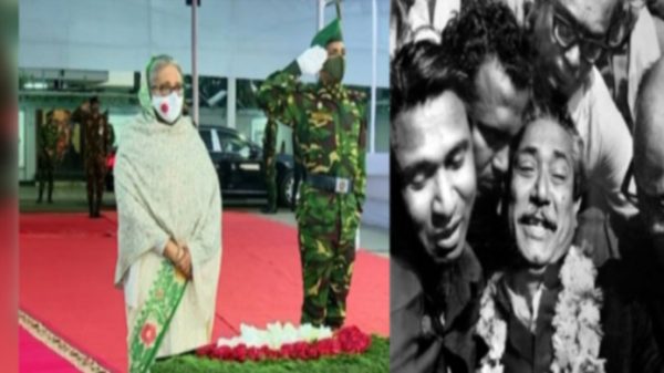 বঙ্গবন্ধুর প্রতিকৃতিতে প্রধানমন্ত্রীর শ্রদ্ধা - Natun Sylhet