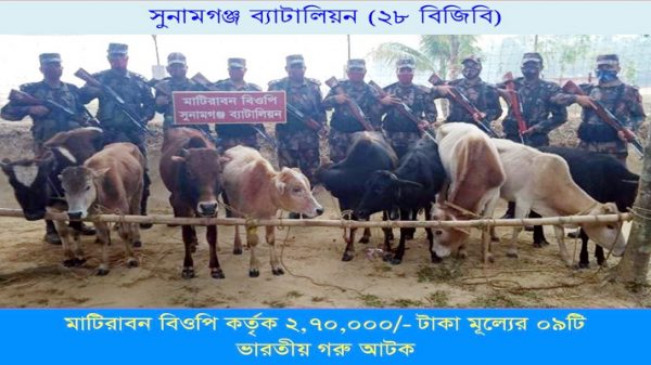 সুনামগঞ্জ সীমান্তে ৬ লাখ টাকার নানা পণ্য আটক - Natun Sylhet