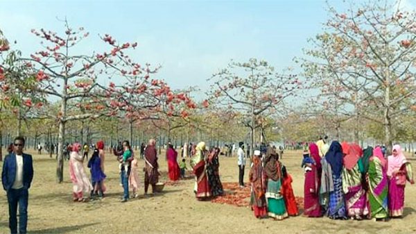 তাহিরপুর শিমুল বাগানে পর্যটকদের উপচেপড়া ভিড় - Natun Sylhet