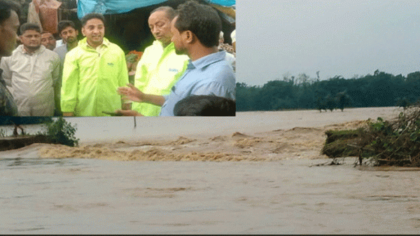 কানাইঘাটে বন্যা: সুরমা ডাইক দিয়ে প্রবাহিত হচ্ছে পানি - Natun Sylhet