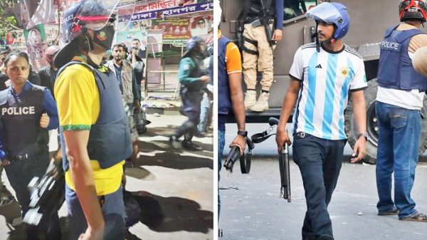 আর্জেন্টিনা-ব্রাজিলের জার্সি পরে পুলিশের অ্যাকশন - Natun Sylhet